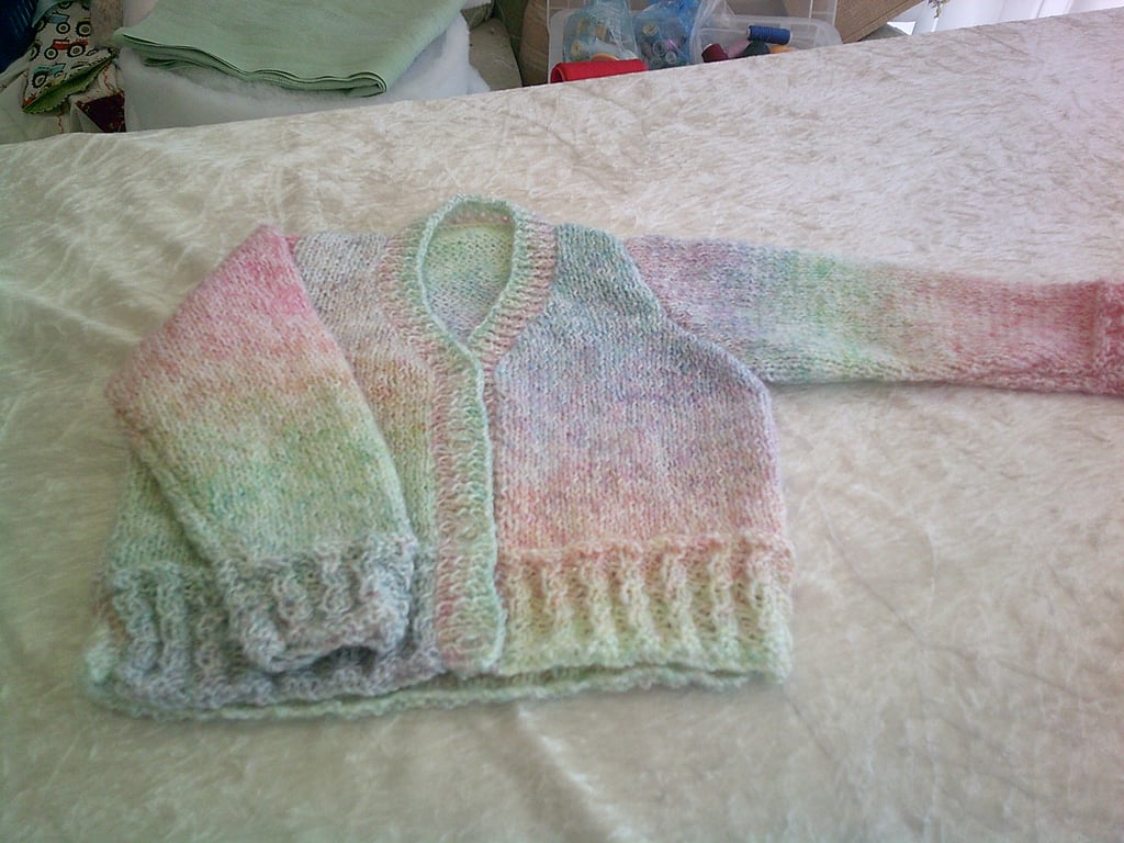 22 inch cardigan with cable design cuffs