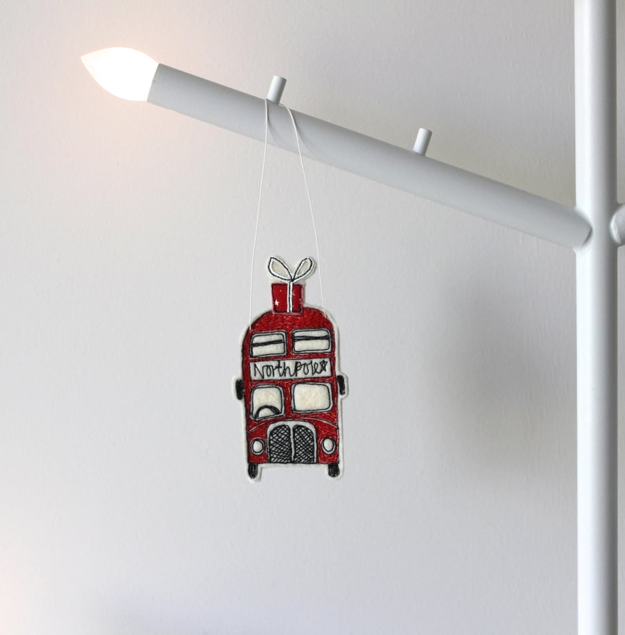 Little Red Bus 'North Pole' - Hanging Decoration