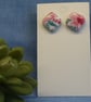 Floral Square Stud Earrings - Image 3