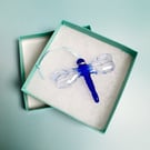 Fused Glass Dragonfly Small - Royal Blue
