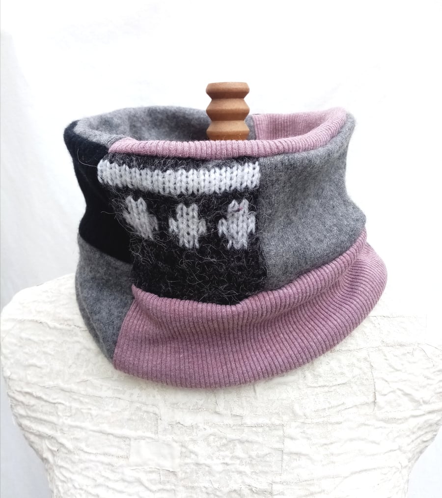 Neck Warmer, Snood, Repurposed Sweater Scarf