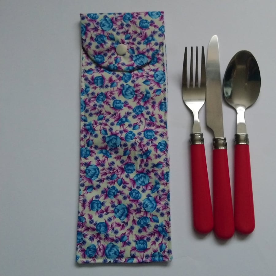Seconds Sunday- Blue Floral Travel Cutlery Case