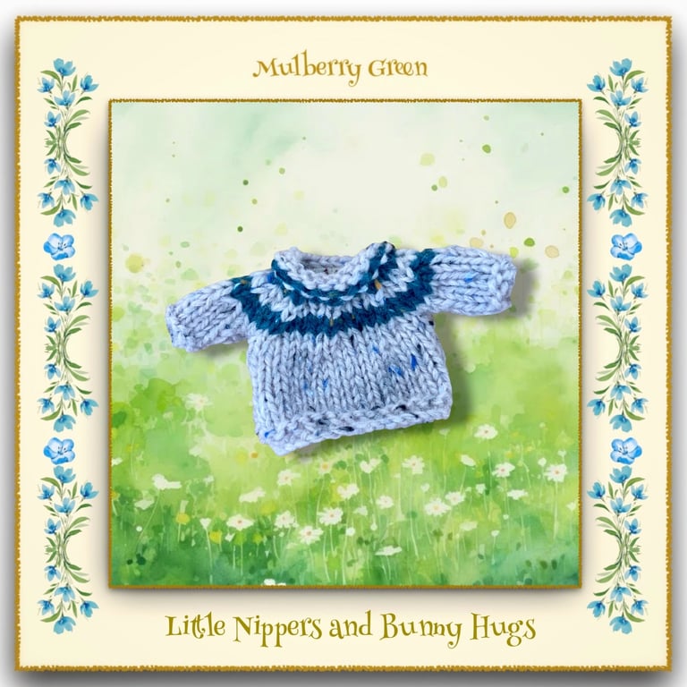 Little Nippers and Bunny Hugs Grey and Teal Yoked Jumper