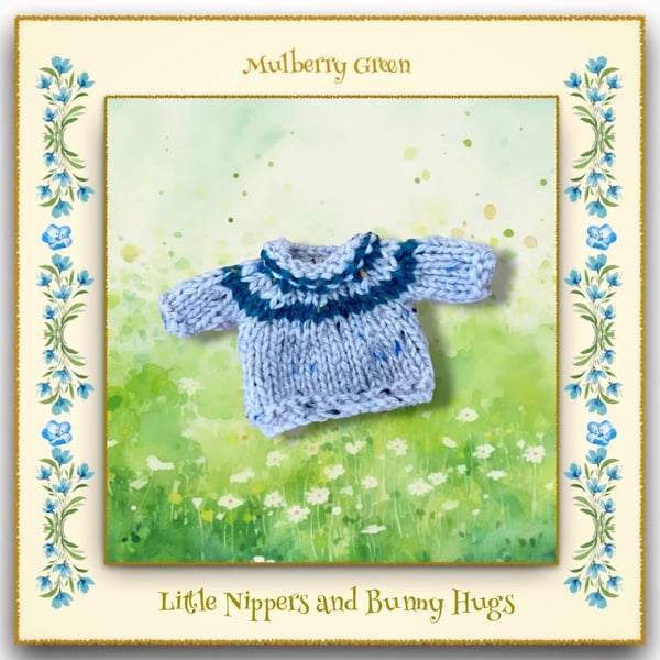 Little Nippers and Bunny Hugs Grey and Teal Yoked Jumper