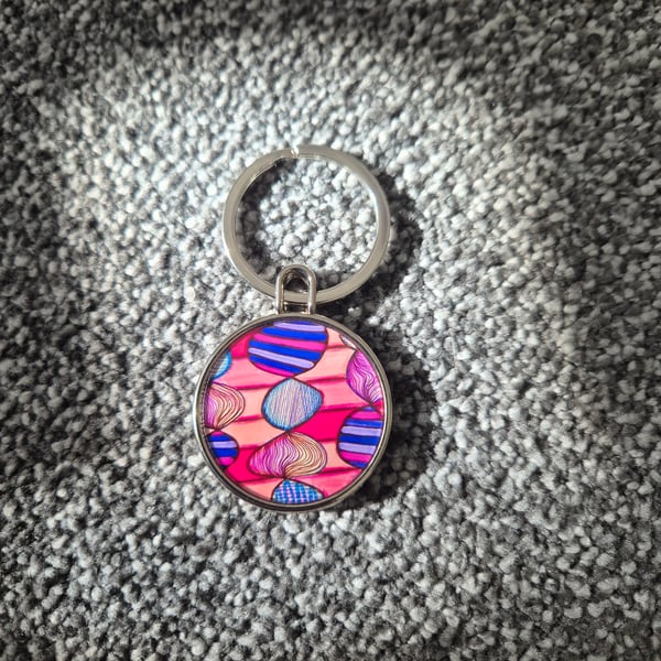 Zentangle Abstract Pattern Art Keyring