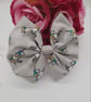 Unicorn, clip on bow, scrunchie set in light grey, free uk delivery.   - Image 7