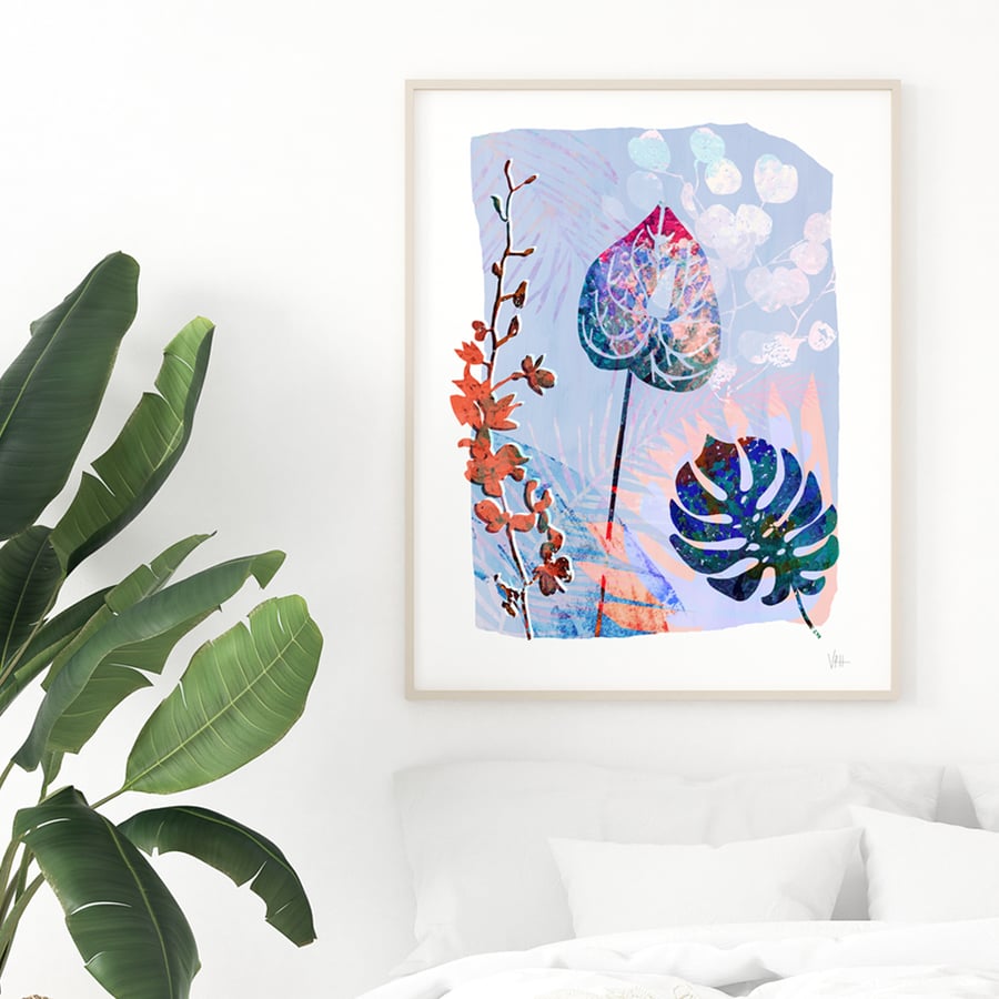Tropical Blue Flower Art Print