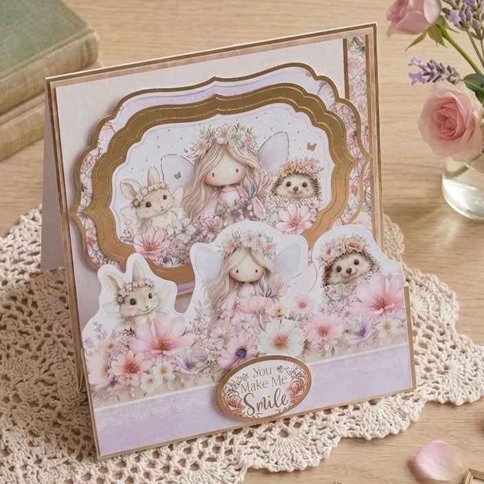 Luxury Stepper Card for Someone Special. Floral Fairy Keepsake Card