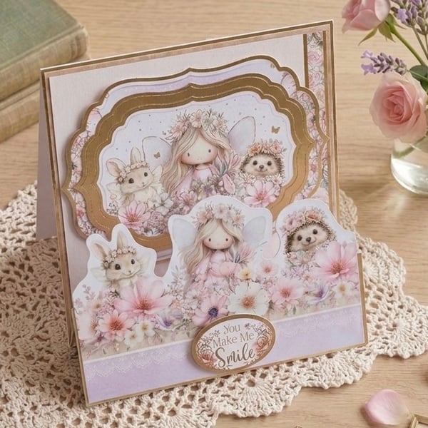 Luxury Stepper Card for Someone Special. Floral Fairy Keepsake Card