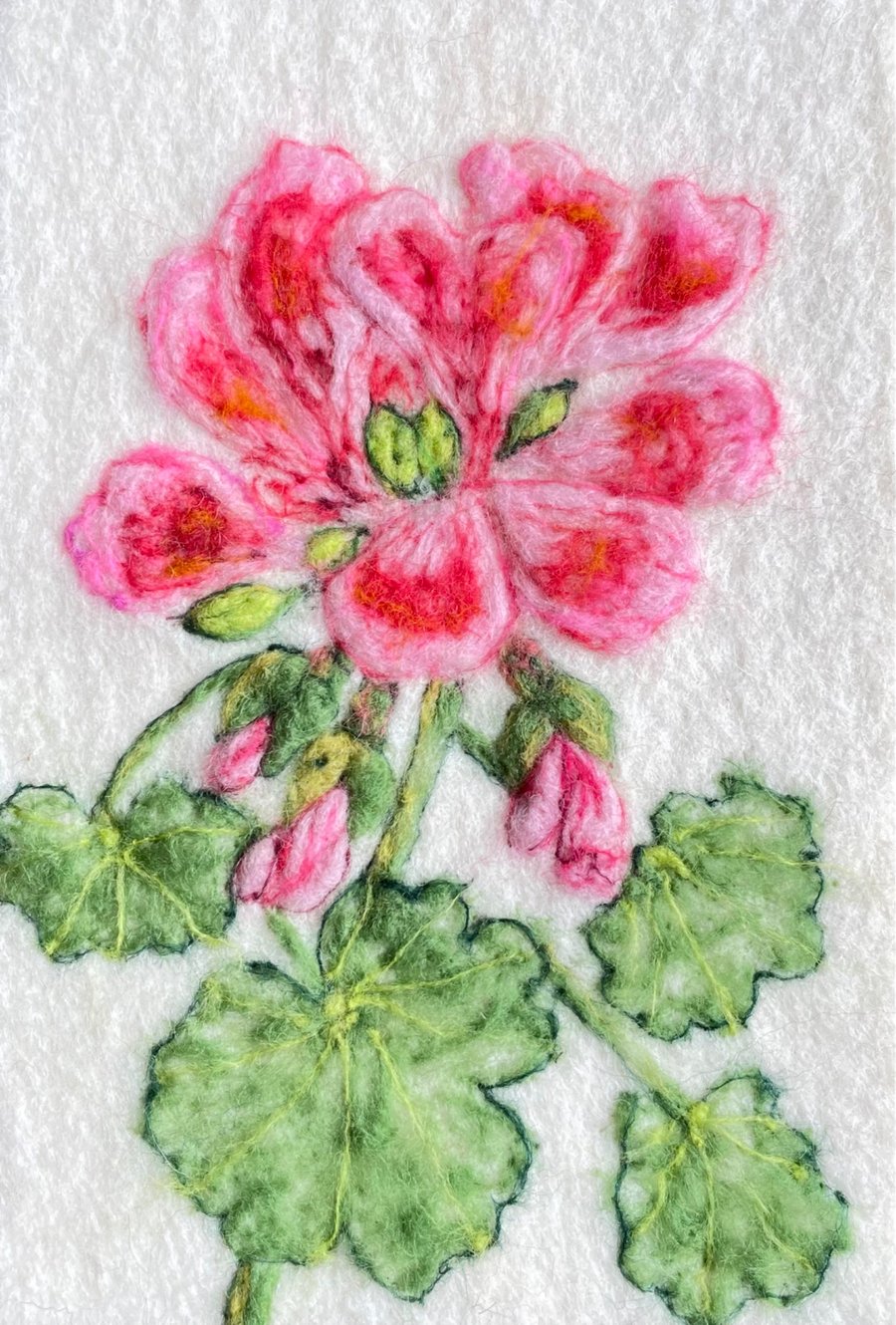 Hand Felted Geranium Textile Artwork 