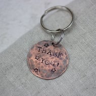 Copper handstamped thank you keyring, teacher gift, thank you gift, secret santa