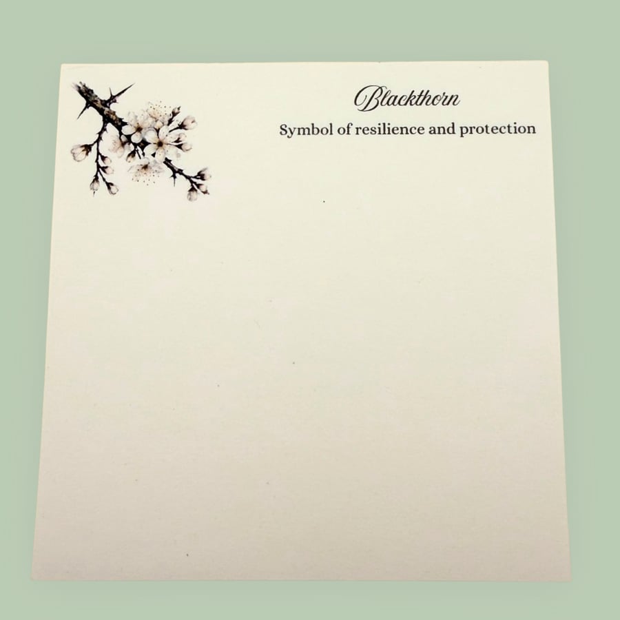 Blackthorn 4x4 mini Notepad - Botanical Writing Pad - Hedgerow Collection