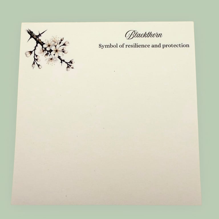 Blackthorn 4x4 mini Notepad - Botanical Writing Pad - Hedgerow Collection