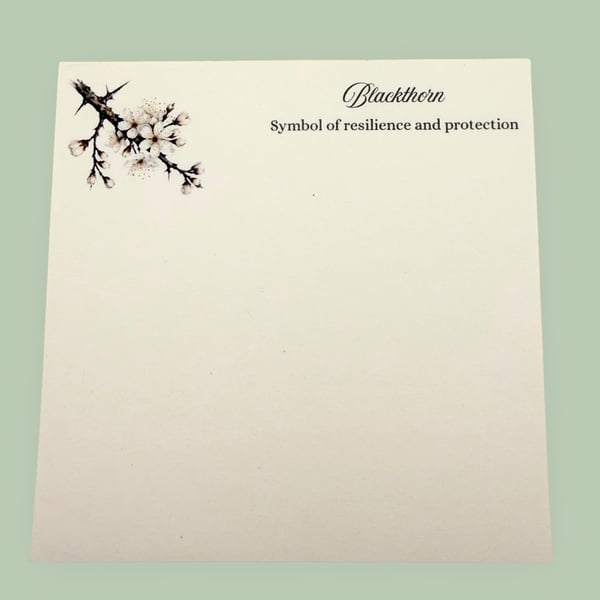 Blackthorn 4x4 mini Notepad - Botanical Writing Pad - Hedgerow Collection