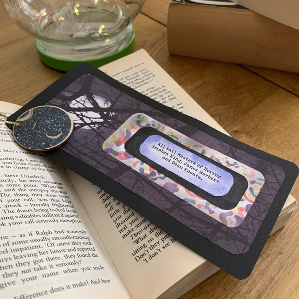 Handmade Horror Fiction Fan Bookmark King Koontz Herbert homage Hanging Ornament