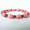 Pink turquoise and hematite stretchy bracelet, ideal birthday gift