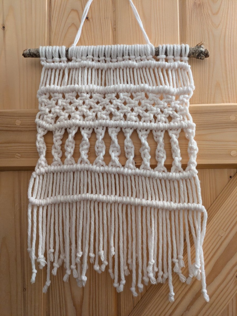 White macrame wall hanging
