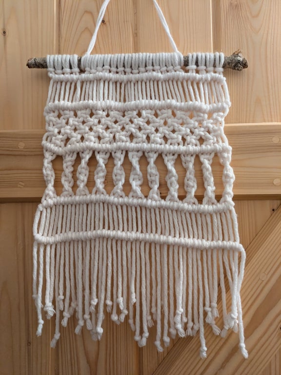 White macrame wall hanging