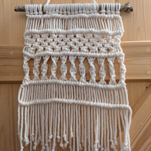 White macrame wall hanging