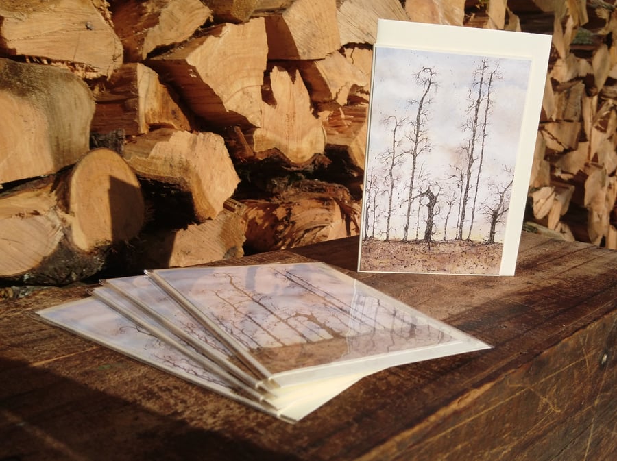 A6 pack of 5 Blank Tree, Woodland Tree cards - Design, Guardians