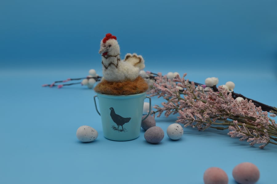 needle felted Egg Cup Chicken