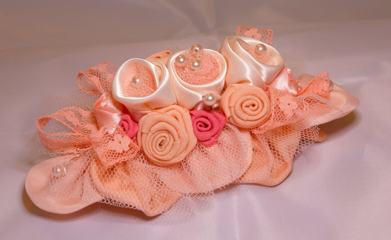 Hair accessory, Peach Hair Adornment, Bride, Bridesmaid, Wedding Flowers