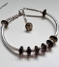 Smokey Quartz Heavy Weight  Sterling Silver Noodle -Bangle Style Bracelet - Image 5