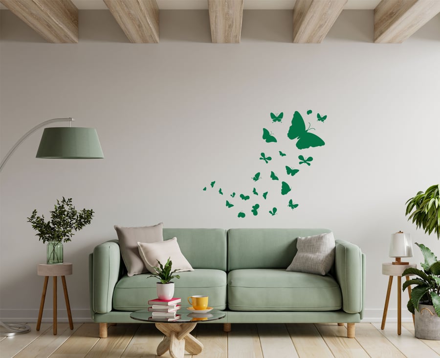 Butterflies Flying Vinyl Wall Art Decal Sticker... - Folksy