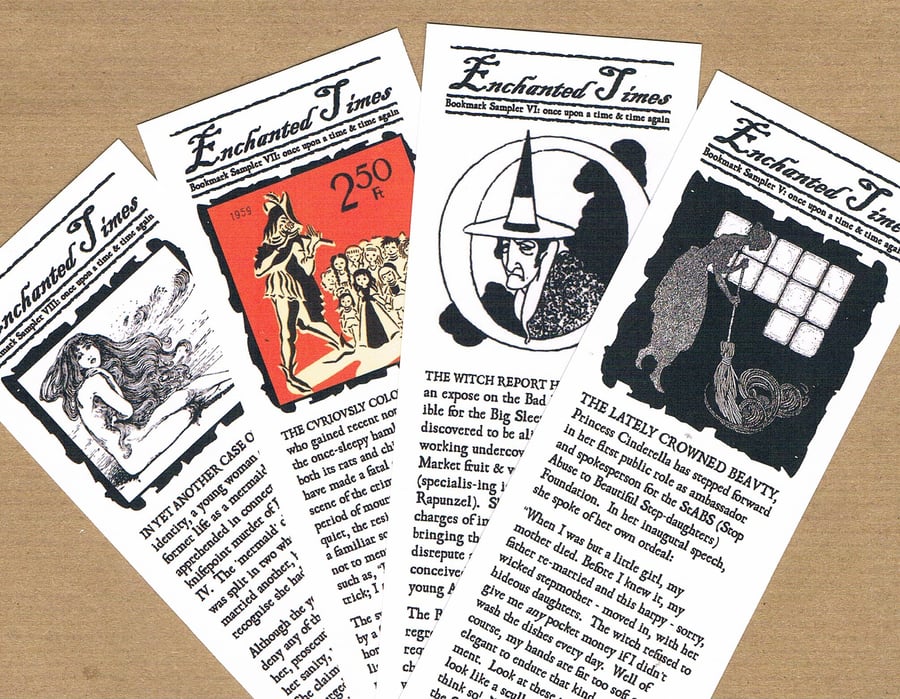 Set of 4 FAIRYTALE BOOKMARKS - Cinderella, Pied Piper, Little Mermaid et al