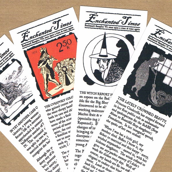 Set of 4 FAIRYTALE BOOKMARKS - Cinderella, Pied Piper, Little Mermaid et al