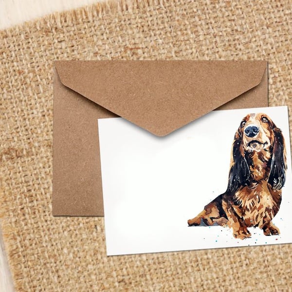 Long Haired Dachshund GreetingNote Card.Dachshund cards,Long Haired Dachshund no