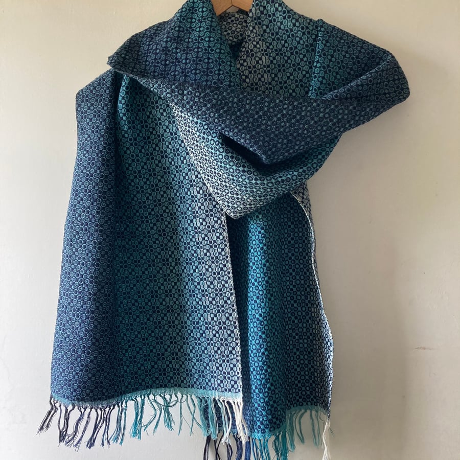 Ocean Rain Handwoven Merino Wrap Scarf