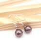 Pearl Earrings - Burgundy Crystal Pearl Earrings - Swarovski Crystal Pearls  - Image 5