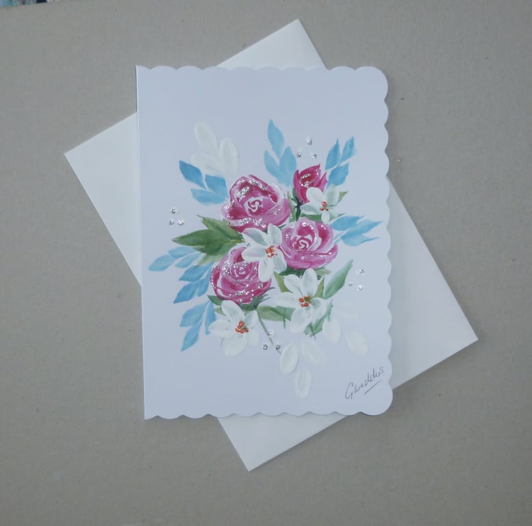 original art hand painted blank card ( ref FA 473 M2 )