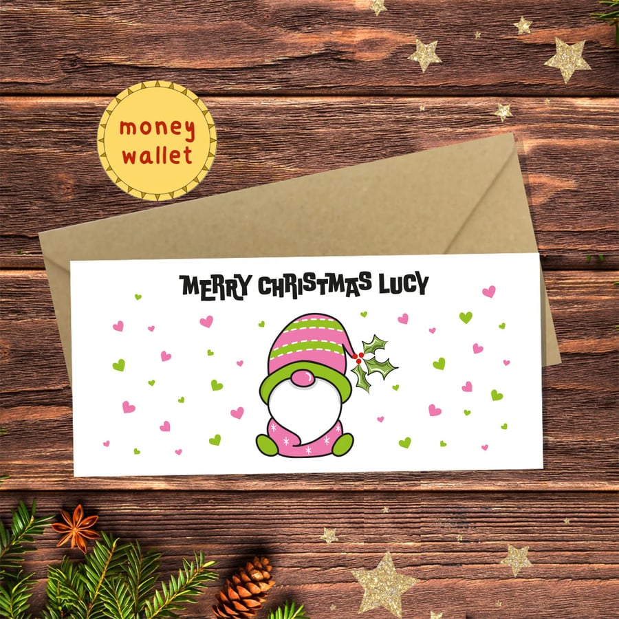 Christmas Gonk Money Wallet Card - cash gift, money envelope