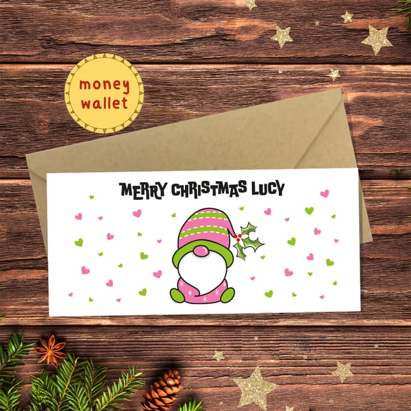 Christmas Gonk Money Wallet Card - cash gift, money envelope