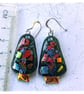 Christmas Tree Earrings Fused Glass Handmade Decorative Sterling Silver hooks - Image 3