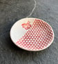 Porcelain bowl, dipping bowl honeycomb and bee red white The Porcelain Menagerie - Image 2