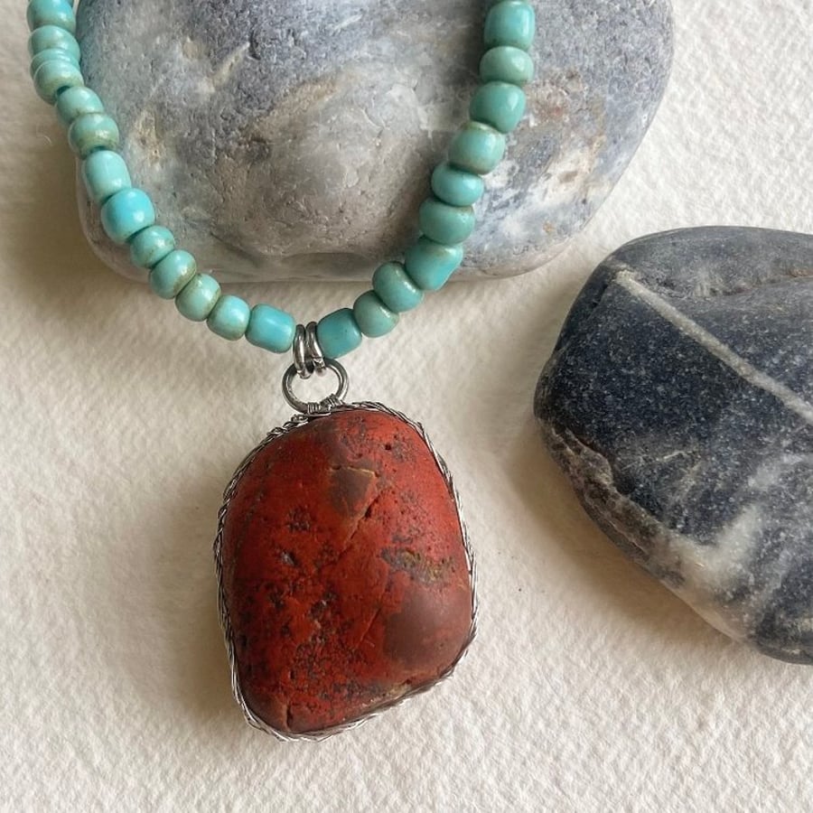 Raw Suffolk Red Jasper Necklace