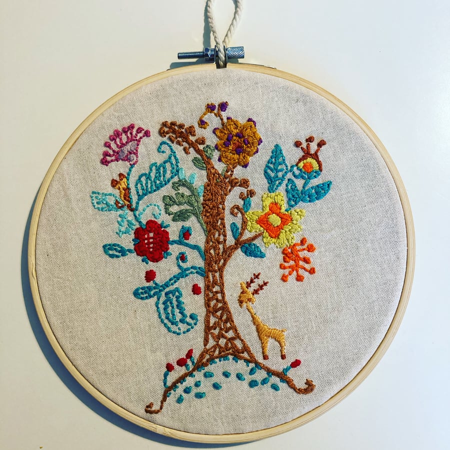 Tree of life hand embroidered picture 