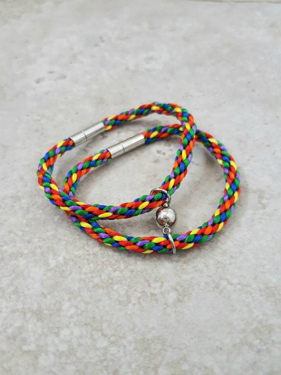 Rainbow Couple bracelets, Gay couples gift, Matching Pride bracelets