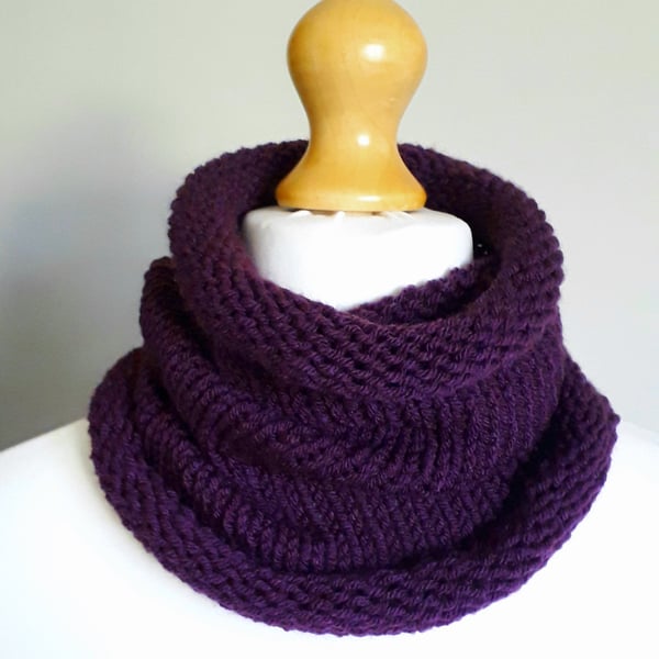 Cowl, Scarf, Infinity Scarf, Neck Warmer: Aubergine