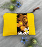 Vintage floral and yellow cotton zip pouch
