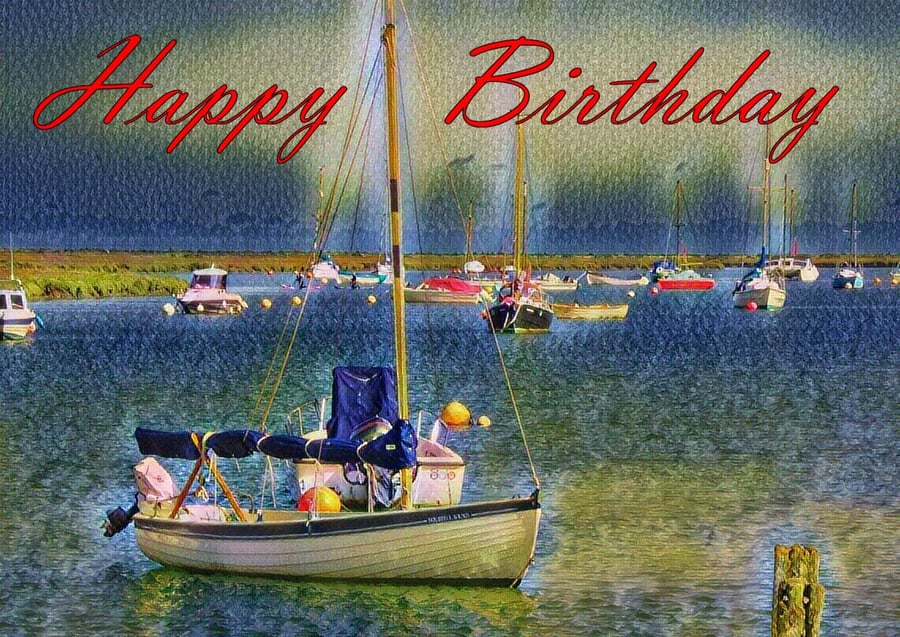 A5 Happy Birthday Boat Card 