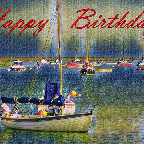 A5 Happy Birthday Boat Card 