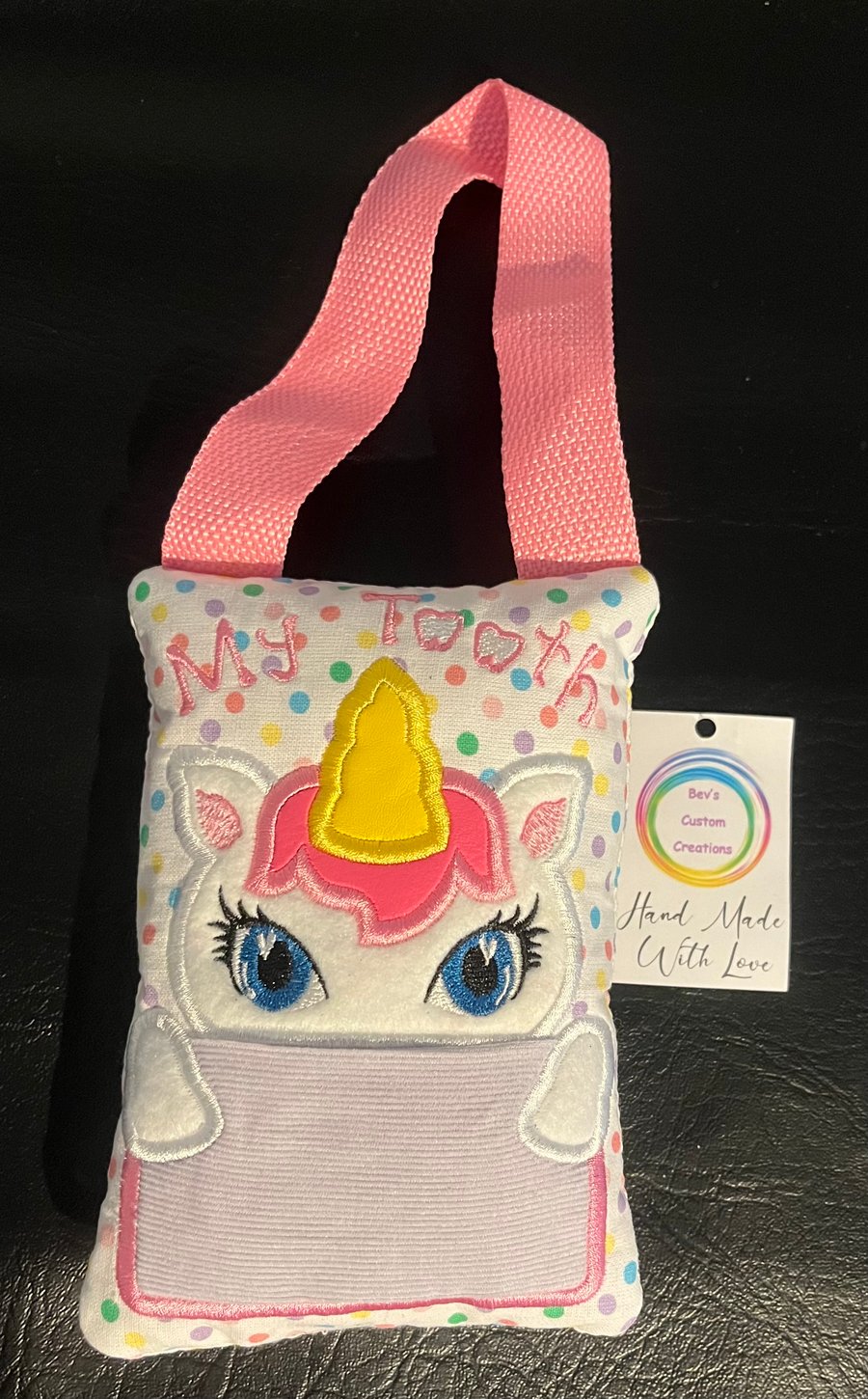 Embroidered unicorn Tooth fairy Pillow, 