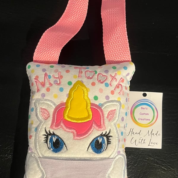 Embroidered unicorn Tooth fairy Pillow, 