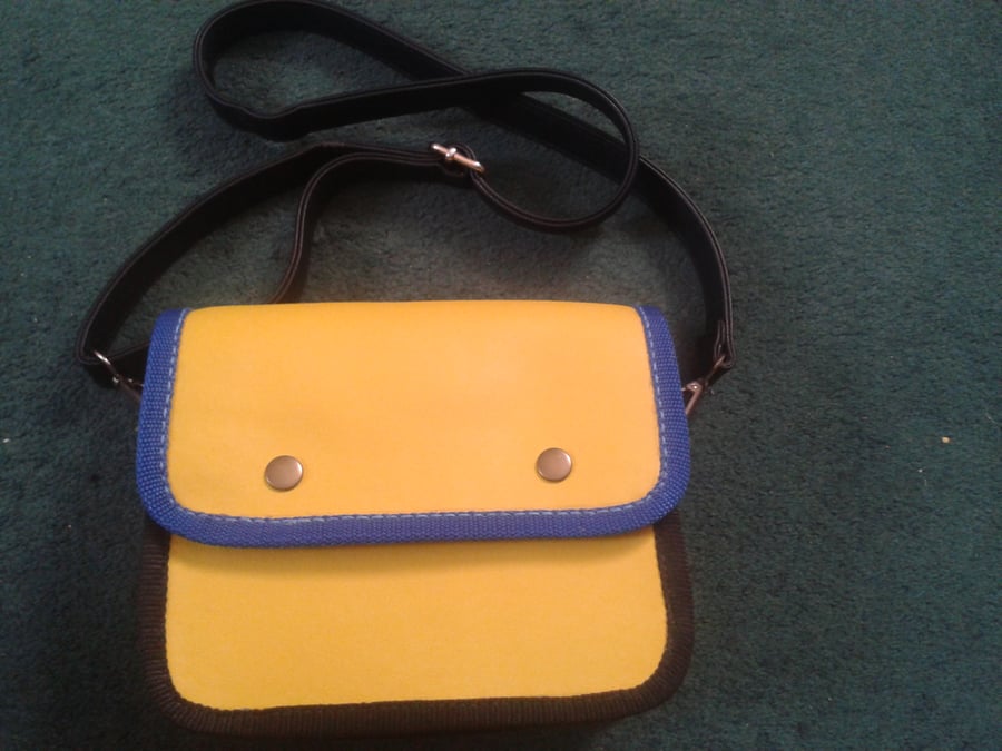 yellow faux leather shoulder bag