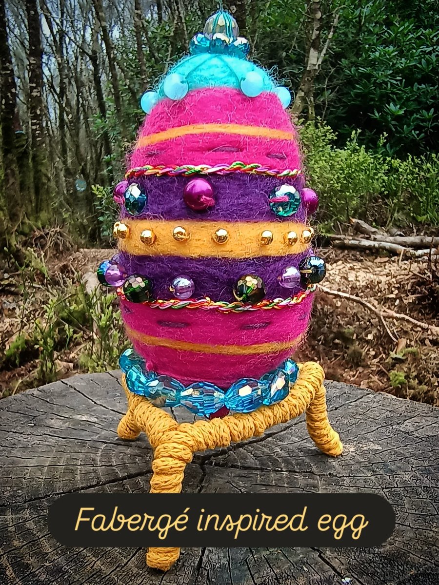 Beaded needle felt Fabergé style egg