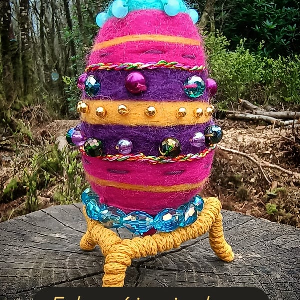 Beaded needle felt Fabergé style egg